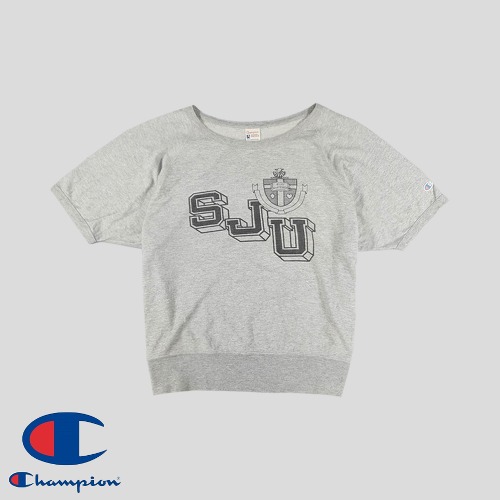 챔피온 그레이 세인트 존스 유니버시티 프린팅 50s 복각 헤비스웻 반팔 맨투맨 티셔츠  SIZE XL