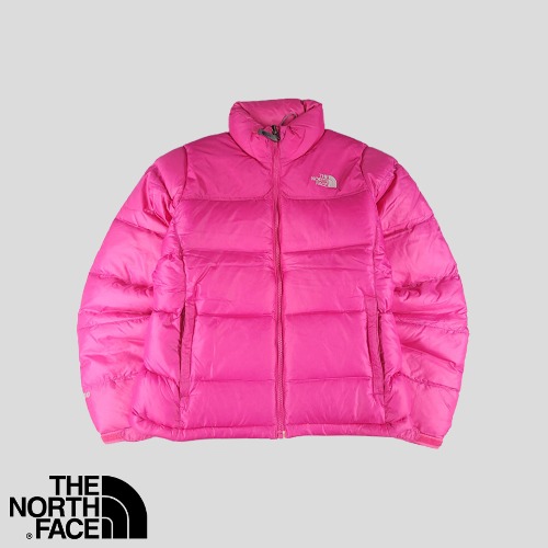 노스페이스 700 핑크 그레이로고 거위털 구스다운 눕시 패딩 다운점퍼 WOMANS M