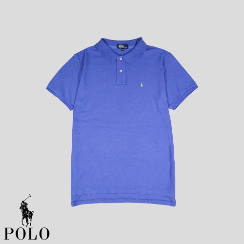 폴로랄프로렌 피그먼트 블루 그린포니 코튼100 PK 피케 카라넥 반팔 티셔츠 M